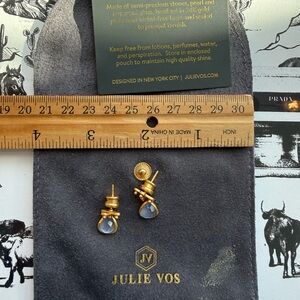 Julie Vos Gold Knot Earrings with Blue Stones